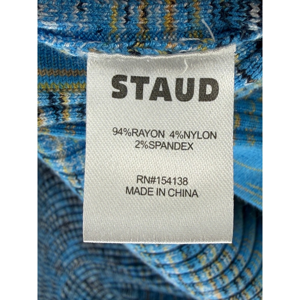 STAUD Shoko Women Multicolor Rainbow Striped Ribbed Button Front Maxi Dress XS - Picture 7 of 10